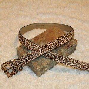 Compagnie Internationale Express LEOPARD BELT genuine calfhair slender belt Sz M